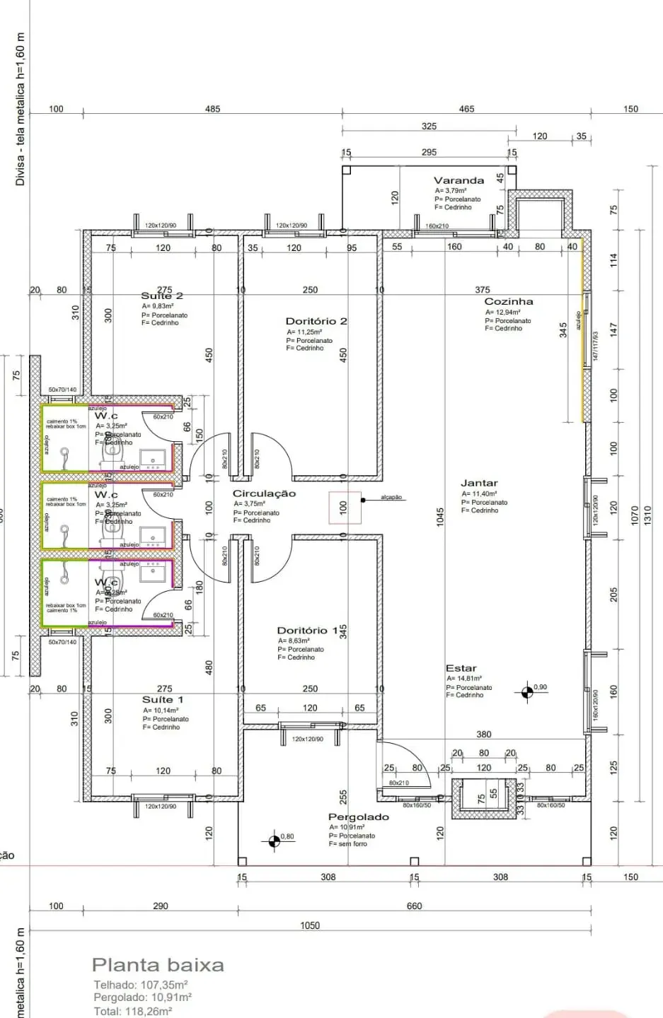 Planta baixa de uma casa residencial